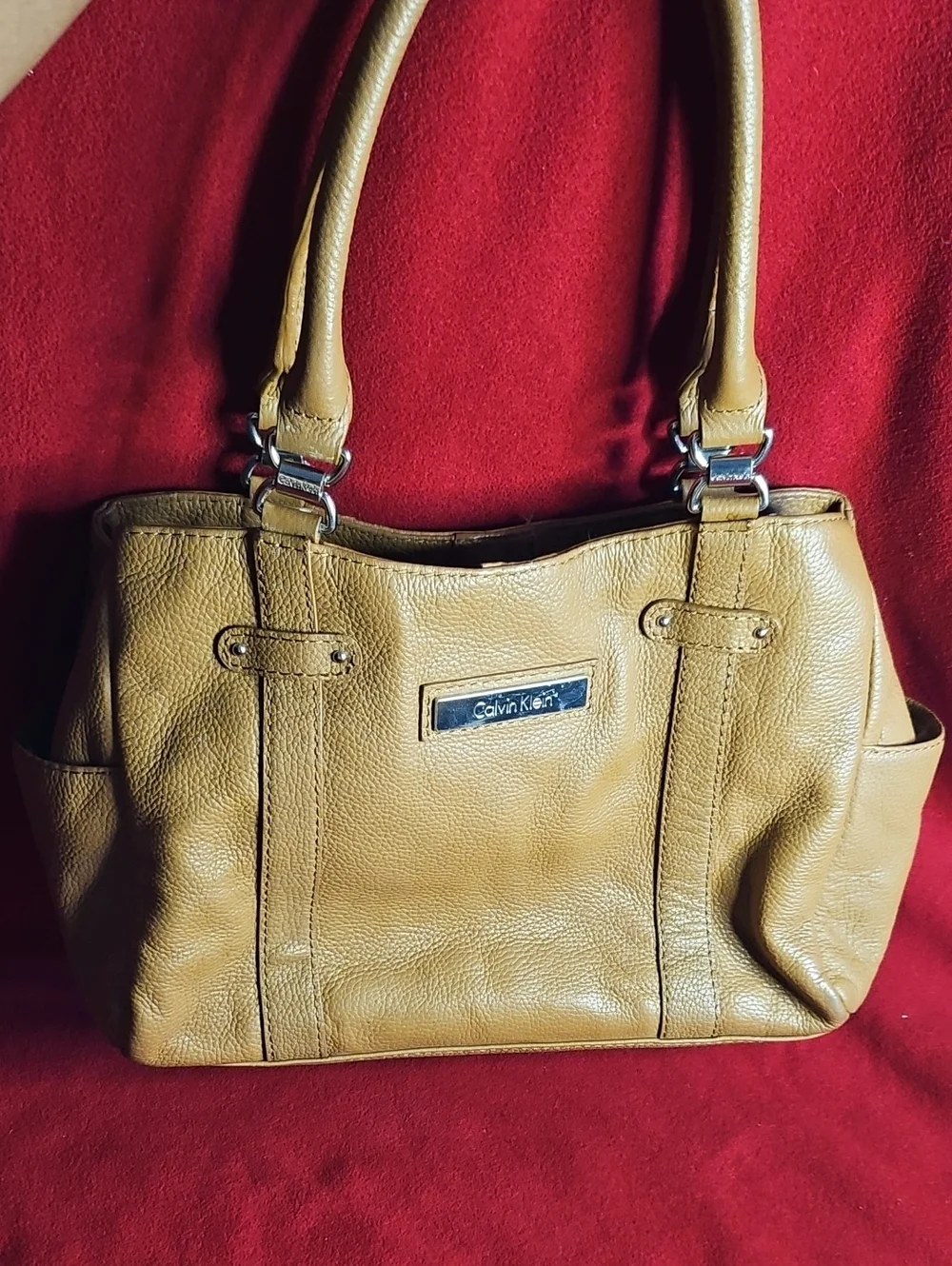Calvin Klein Caramel Tan Leather Shoulder Bag